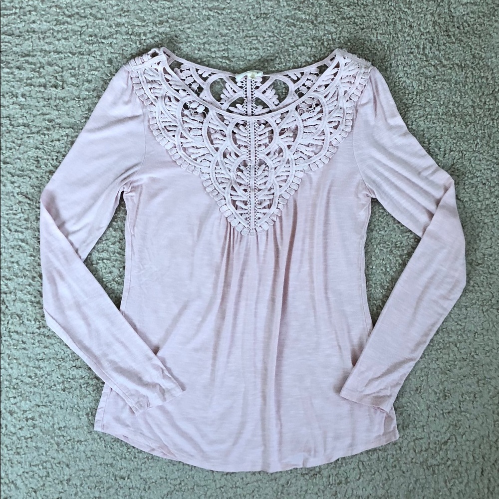 Anthropologie Meadow Rue Bobbinlace Pink Top SZ XS